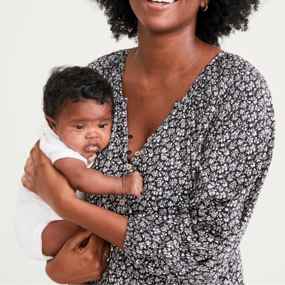Hatch The Organic Cotton Nursing Night Dress Black Floral Size 0 0-2 Maternity - Picture 2 of 10